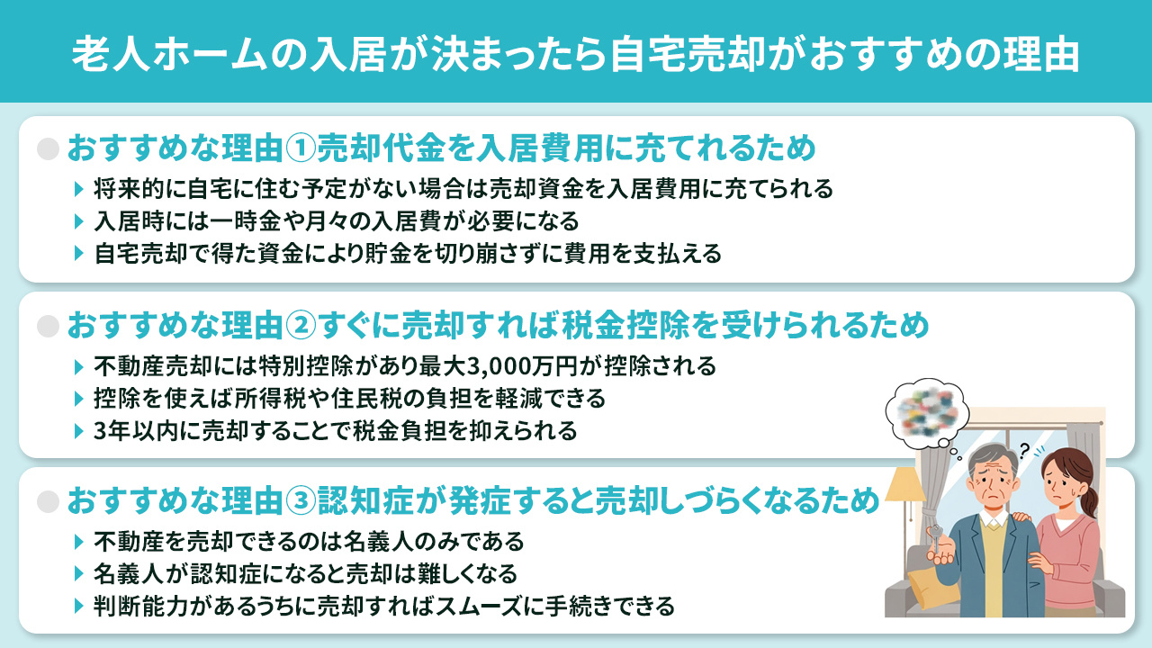 老人ホームの入居が決まったら自宅売却がおすすめの理由