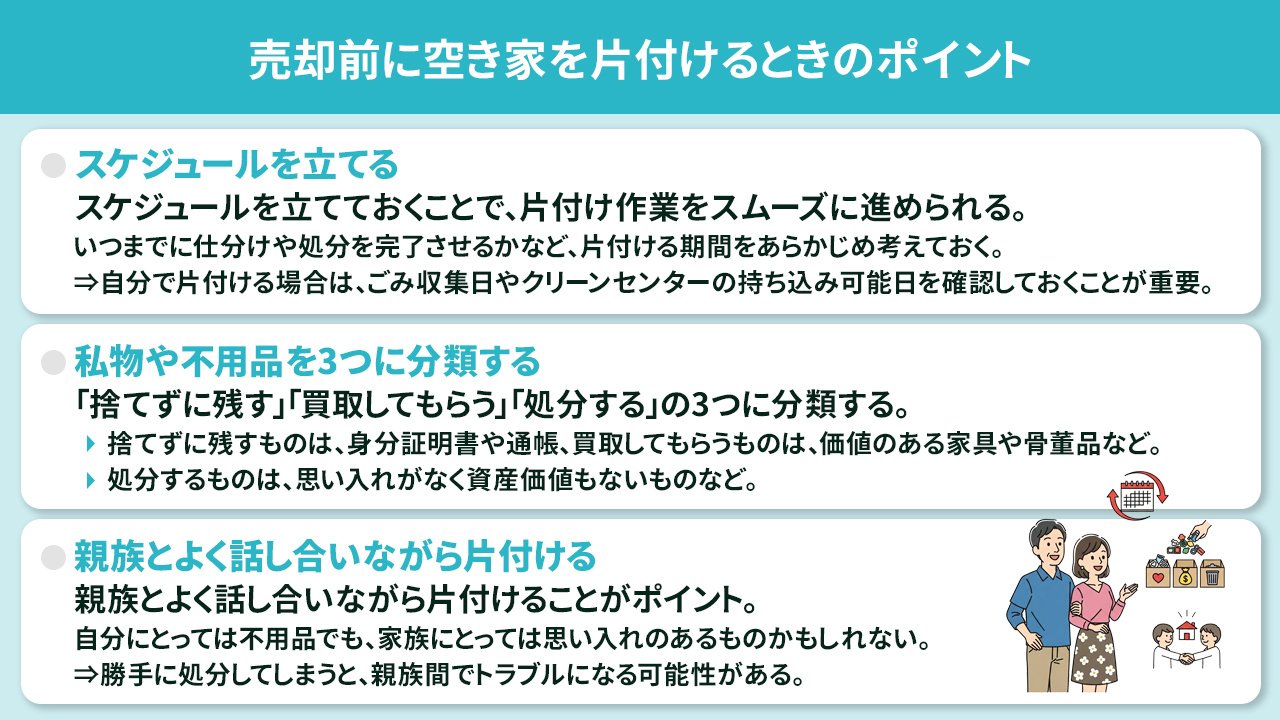 売却前に空き家を片付けるときのポイント