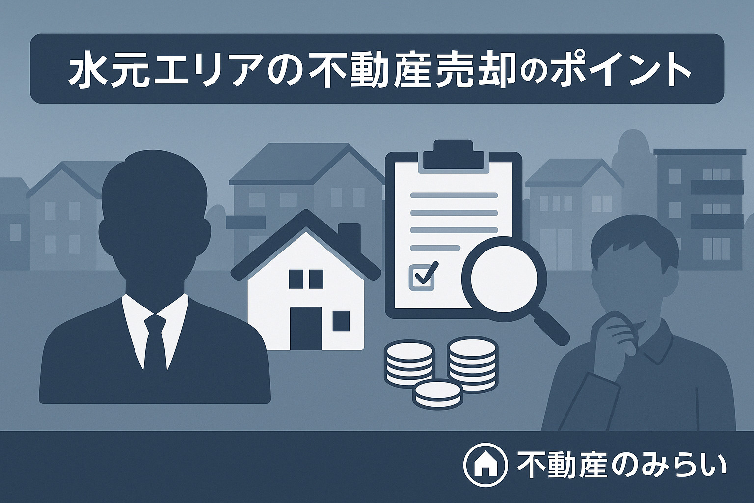 水元エリアの査定ポイント(道路・日当たり・生活導線)をまとめた説明画像