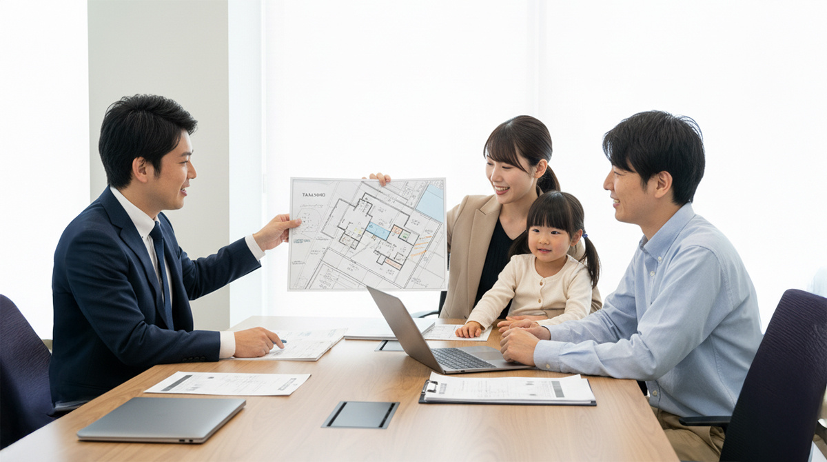 不動産と建築のプロがチームでお客様をサポートする様子