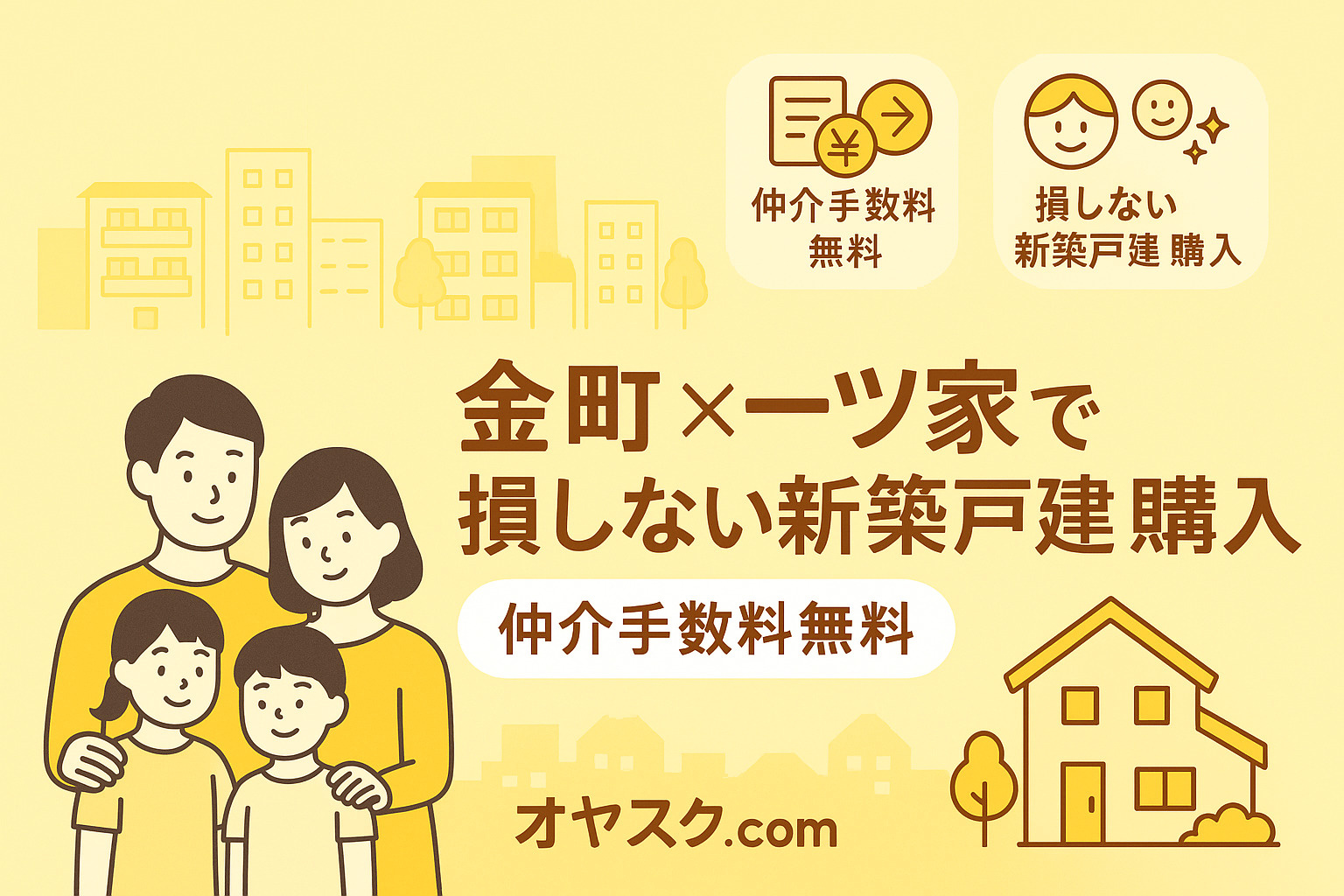 葛飾区金町と足立区一ツ家の新築戸建て比較を示す明るいイラスト