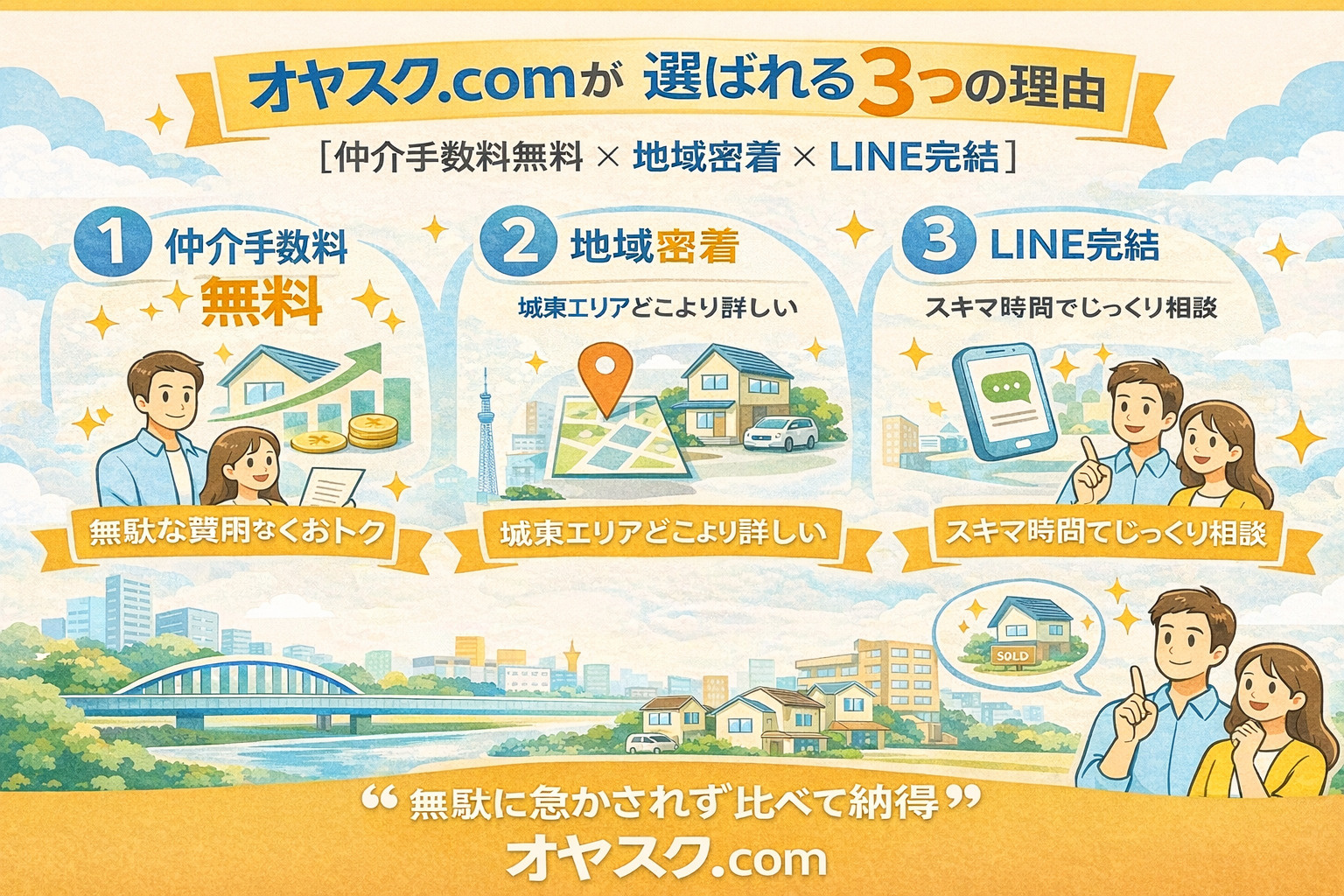 仲介手数料無料・地域密着・LINE完結で選ばれるオヤスク.comの強み