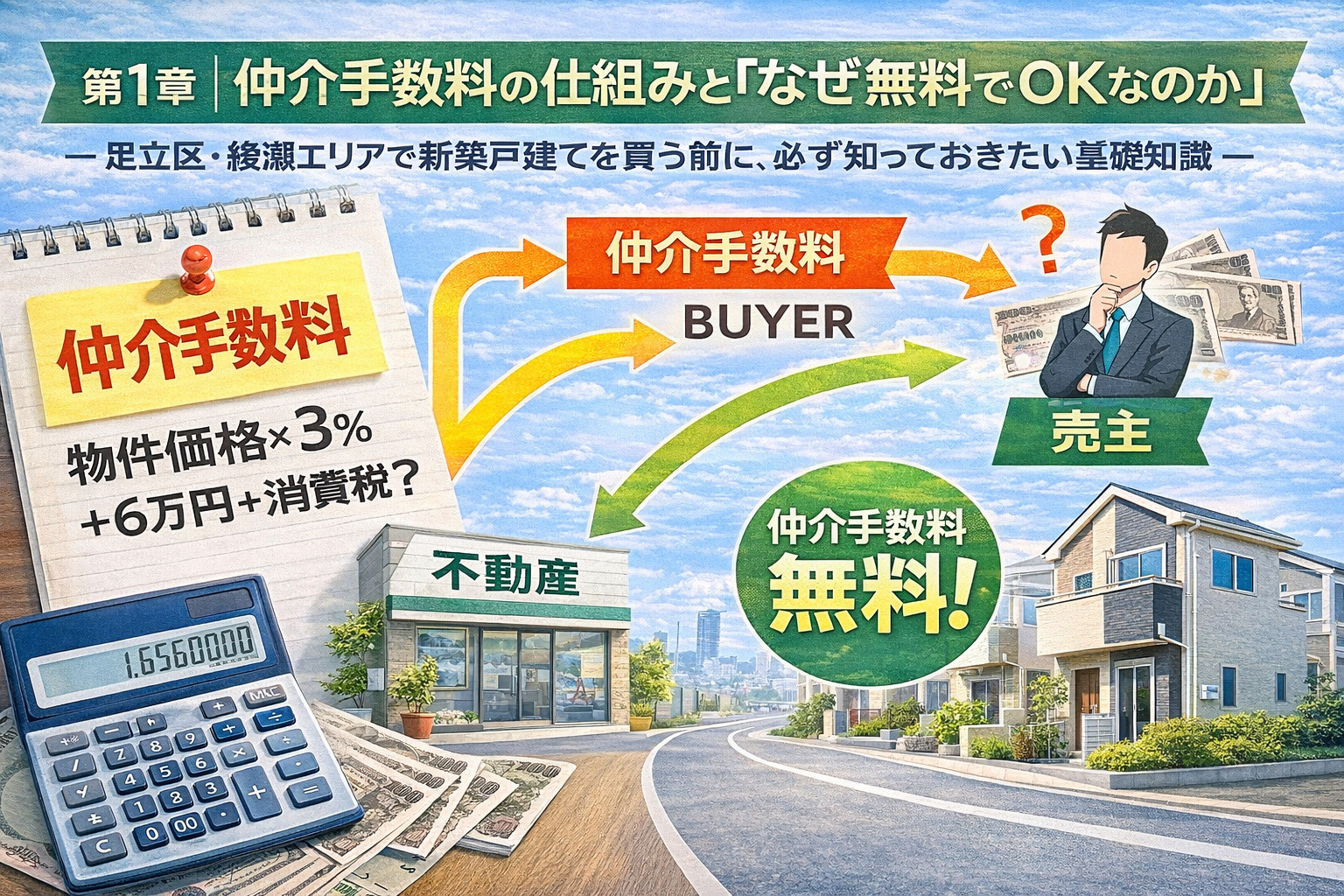 足立区綾瀬エリアの新築戸建てで仲介手数料が無料になる仕組みを解説