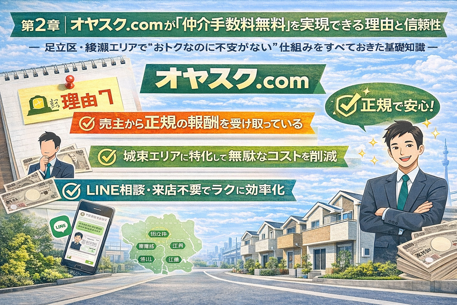 オヤスク.comが足立区綾瀬・西綾瀬・東綾瀬で仲介手数料無料を実現できる理由と信頼性