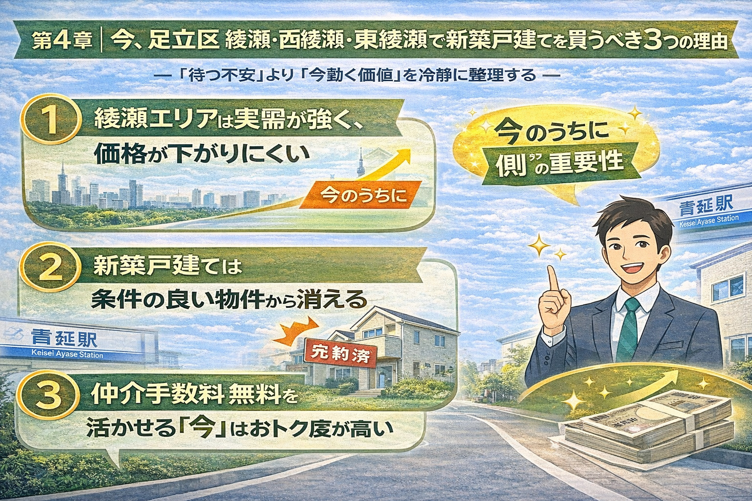 足立区綾瀬・西綾瀬・東綾瀬で今新築戸建てを買うべき理由と市場動向