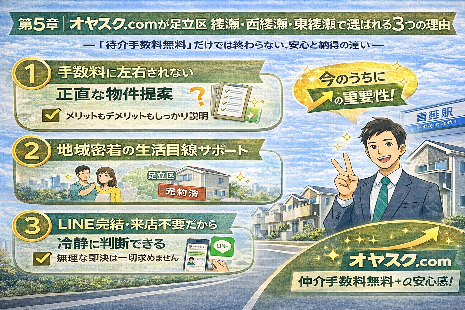 足立区綾瀬・西綾瀬・東綾瀬でオヤスク.comが新築戸建て購入者に選ばれる理由