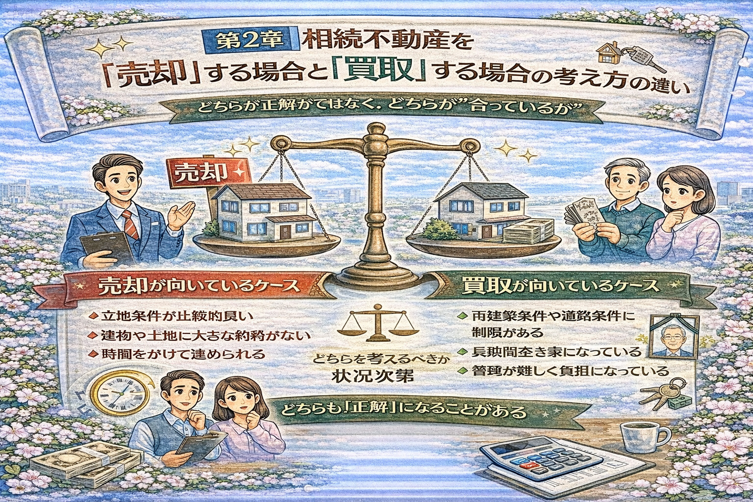 売却と買取の違いを整理した比較イメージ