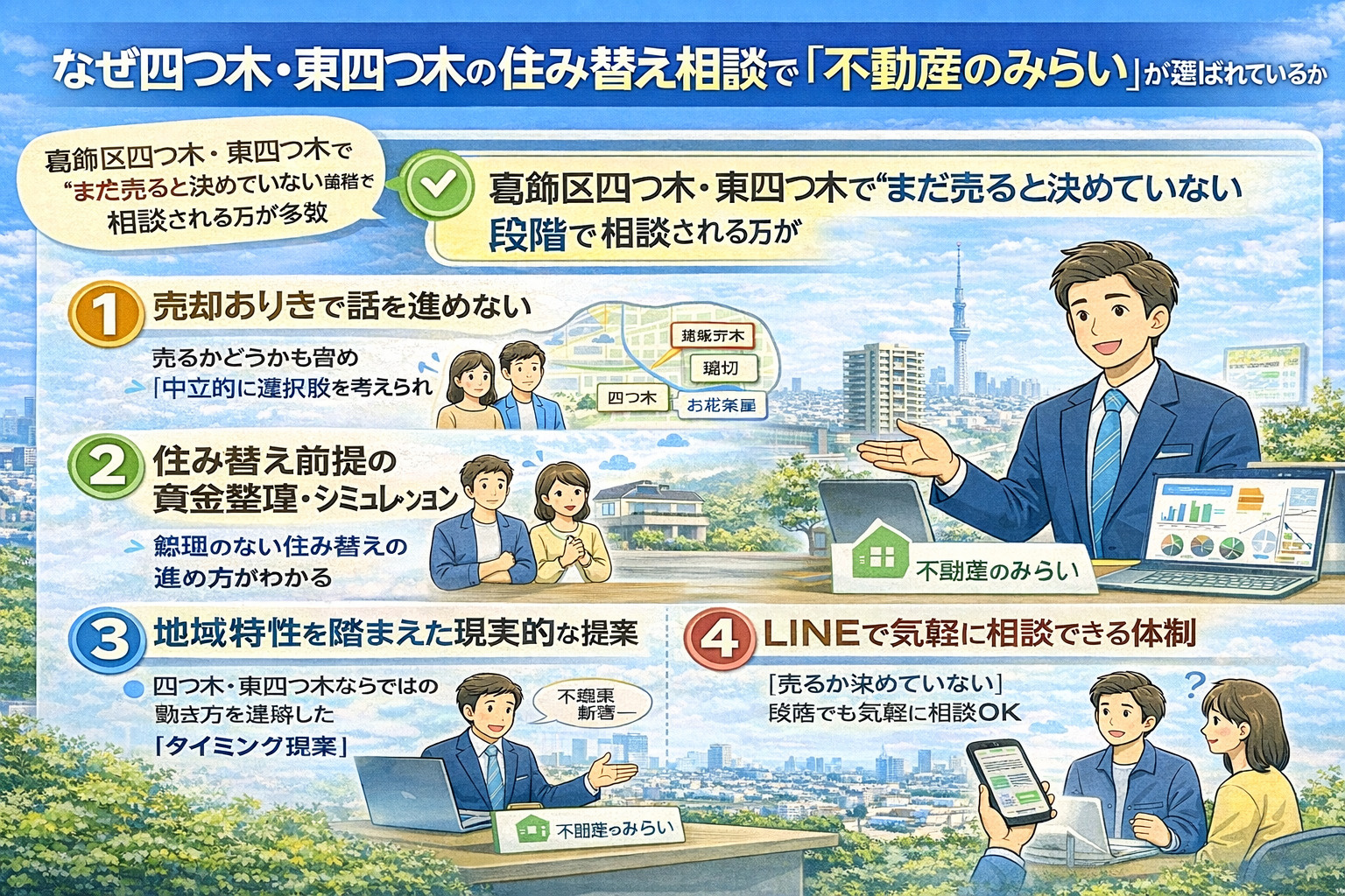 葛飾区四つ木・東四つ木の住み替え相談で不動産のみらいが選ばれる理由の画像