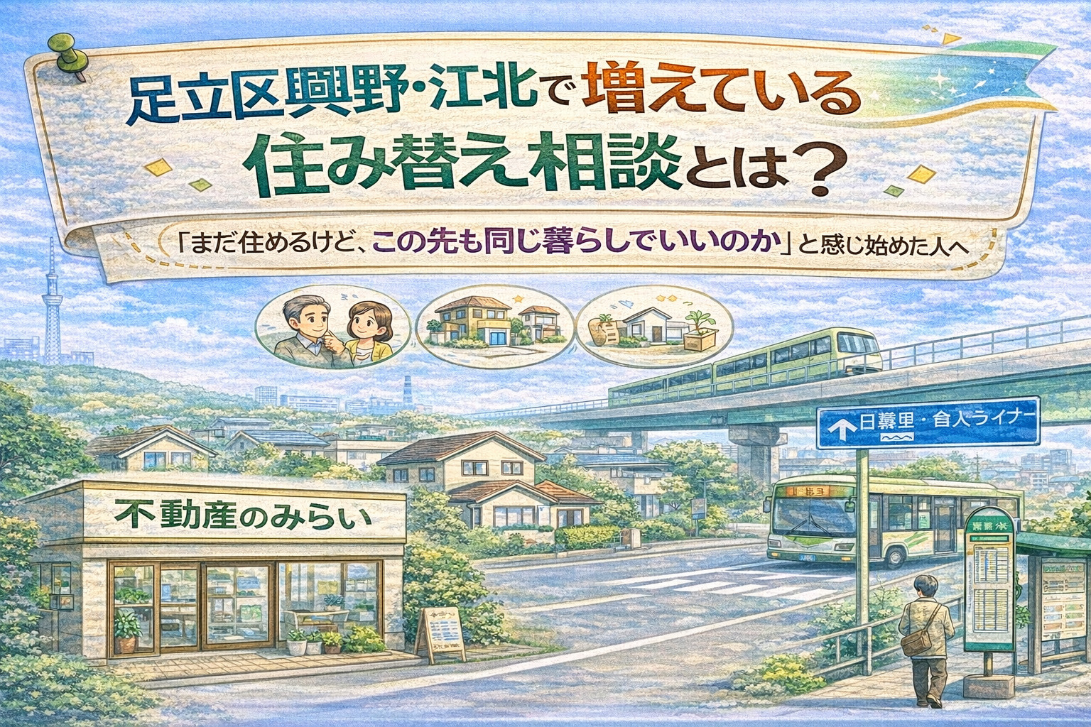 足立区興野・江北で住み替えを検討する方へ向けた不動産のみらいの解説イメージ