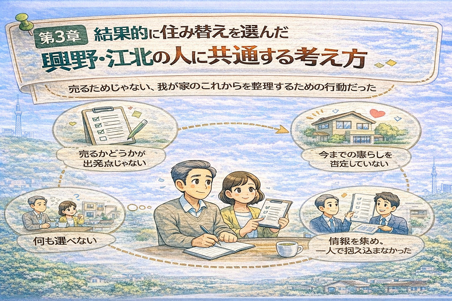 興野・江北で住み替えを選んだ人の共通する考え方を解説したイメージ
