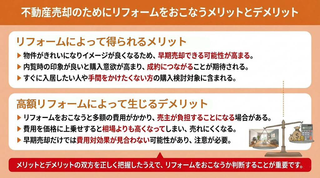 不動産売却のためにリフォームをおこなうメリットとデメリット