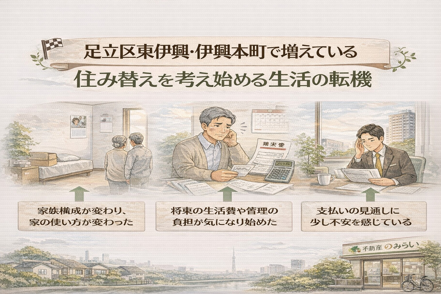 足立区東伊興・伊興本町で住み替えを意識する生活の転機