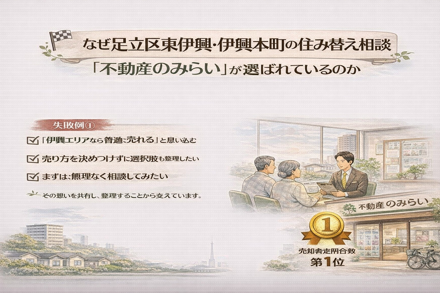 足立区東伊興・伊興本町で不動産のみらいが住み替え相談で選ばれる理由