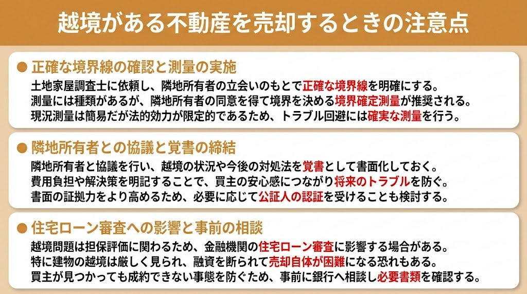 越境がある不動産を売却するときの注意点