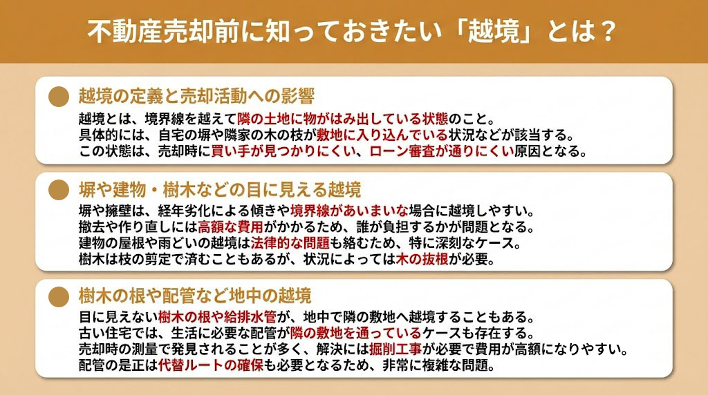 不動産売却前に知っておきたい「越境」とは?