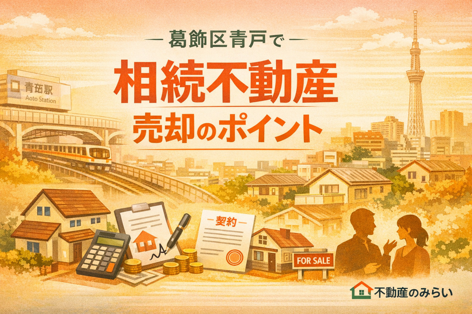 葛飾区青戸で相続不動産売却を検討するイメージ図