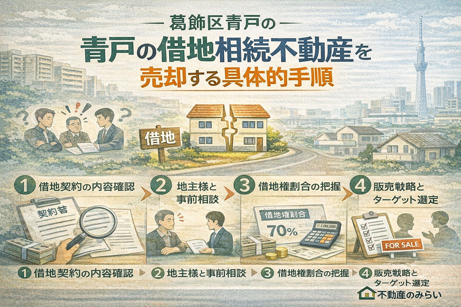 青戸で借地相続不動産を売却する流れ図