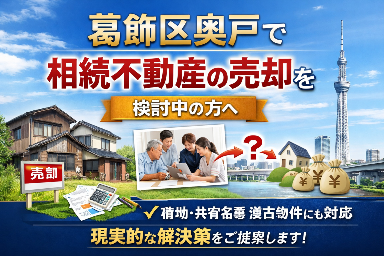 葛飾区奥戸で相続不動産売却を検討するイメージ