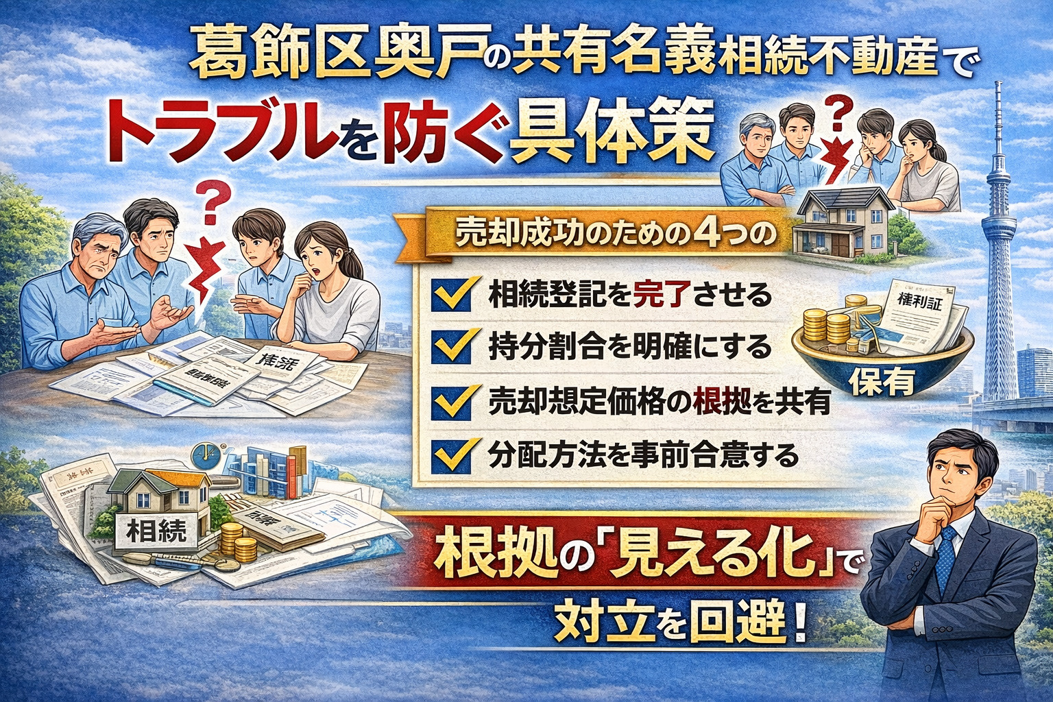 葛飾区奥戸の共有名義相続不動産トラブル回避イメージ