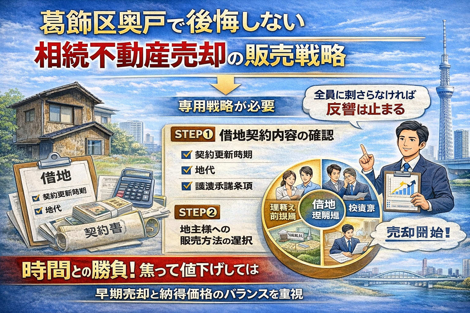 葛飾区奥戸の相続不動産売却販売戦略イメージ