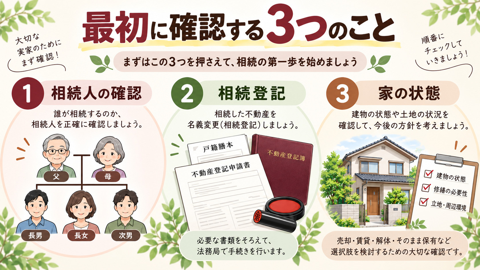 相続時に最初に確認する3つのこと