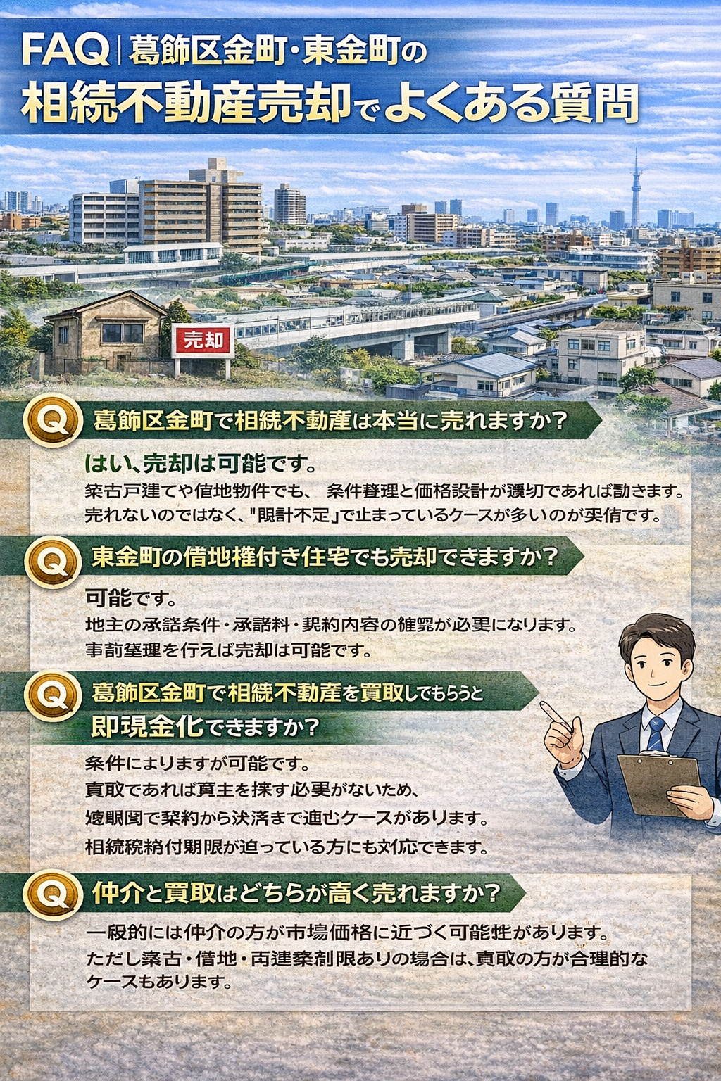 金町相続不動産売却のよくある質問をまとめたFAQイメージ