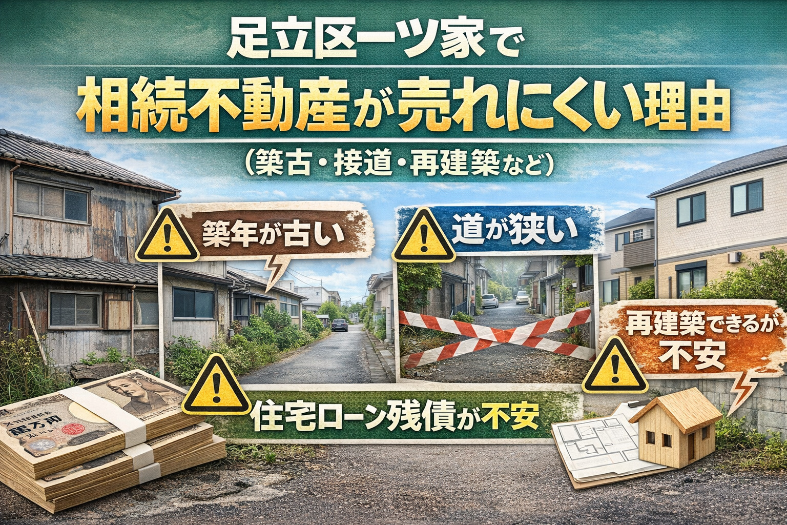 足立区一ツ家で相続不動産が売れにくい理由を解説するイメージ