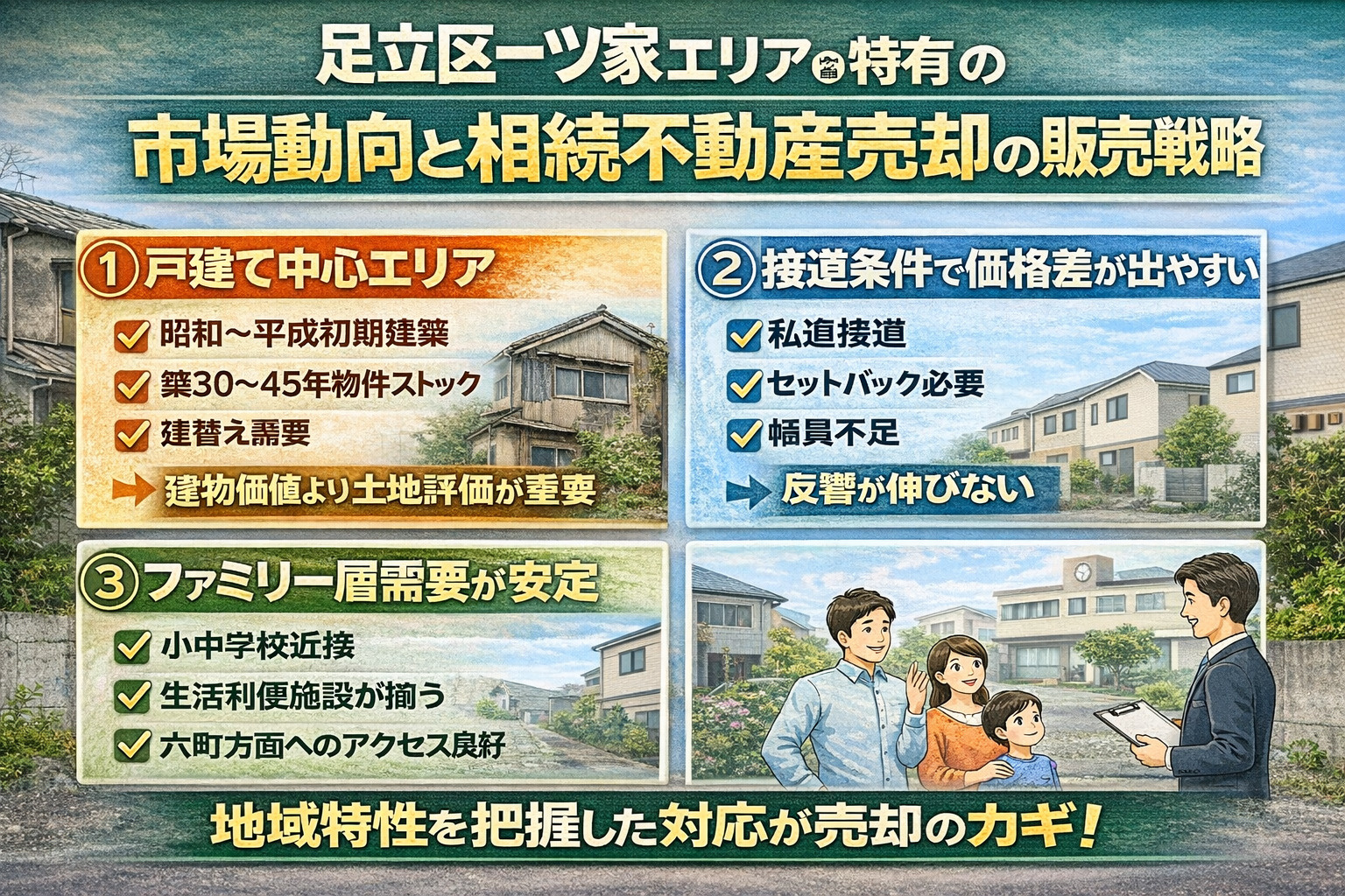 足立区一ツ家の市場動向と相続不動産販売戦略の解説図