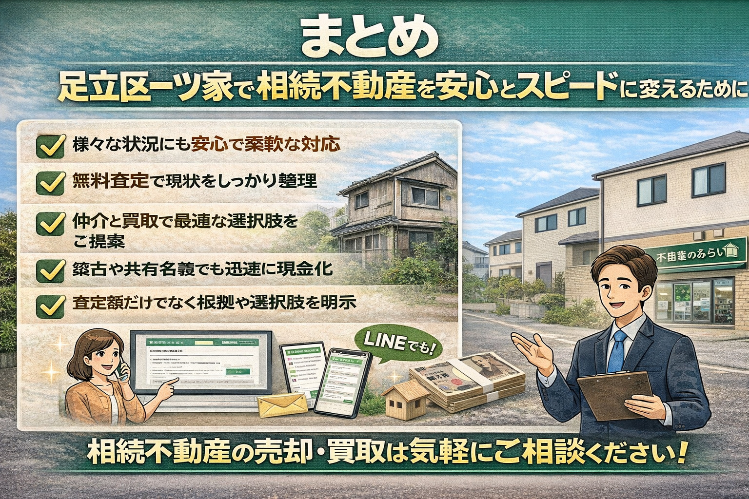 足立区一ツ家で相続不動産を安心して売却するまとめイメージ