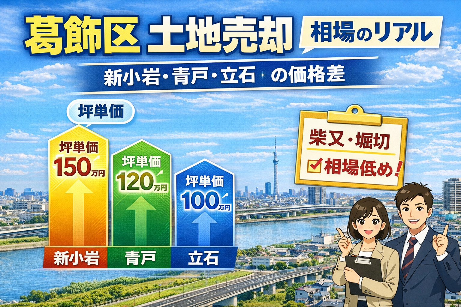 葛飻区土地売却相場 新小岩 青戸 立石 価格比較