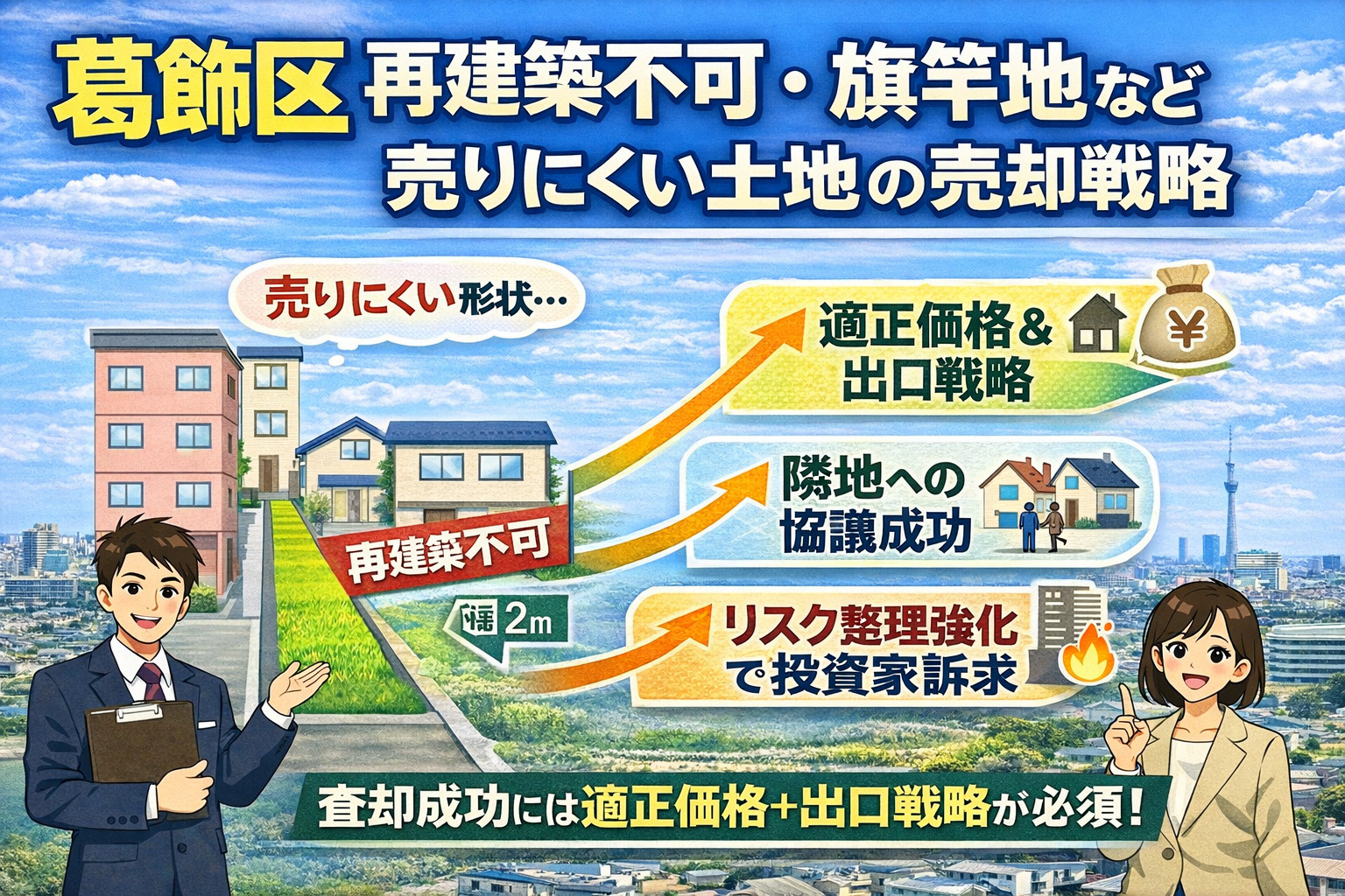 葛飻区再建築不可土地売却戦略