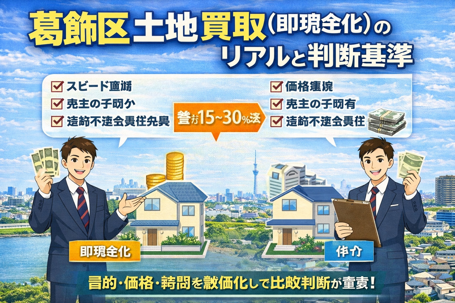 葛飻区土地買取 即現金化と仲介の違い