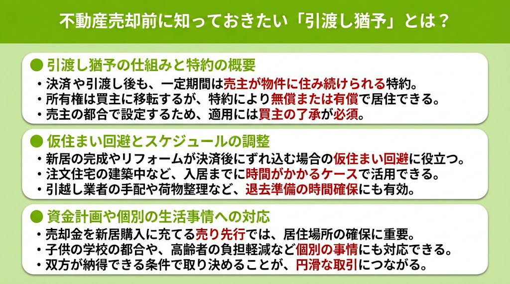 不動産売却前に知っておきたい「引渡し猶予」とは?