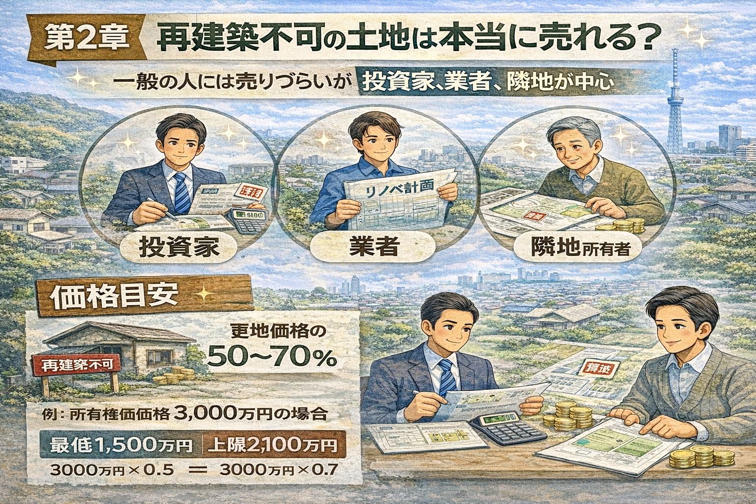 再建築不可土地の相場と価格目安イメージ