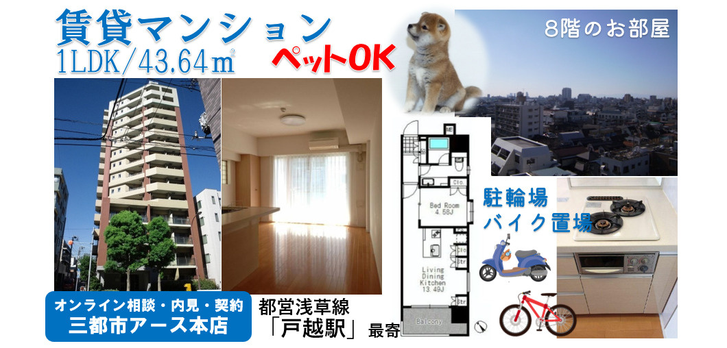 【ニューシティアパートメンツ戸越】ペット可・賃貸マンション・1LDK・戸越駅・戸越銀座駅・都営浅草線