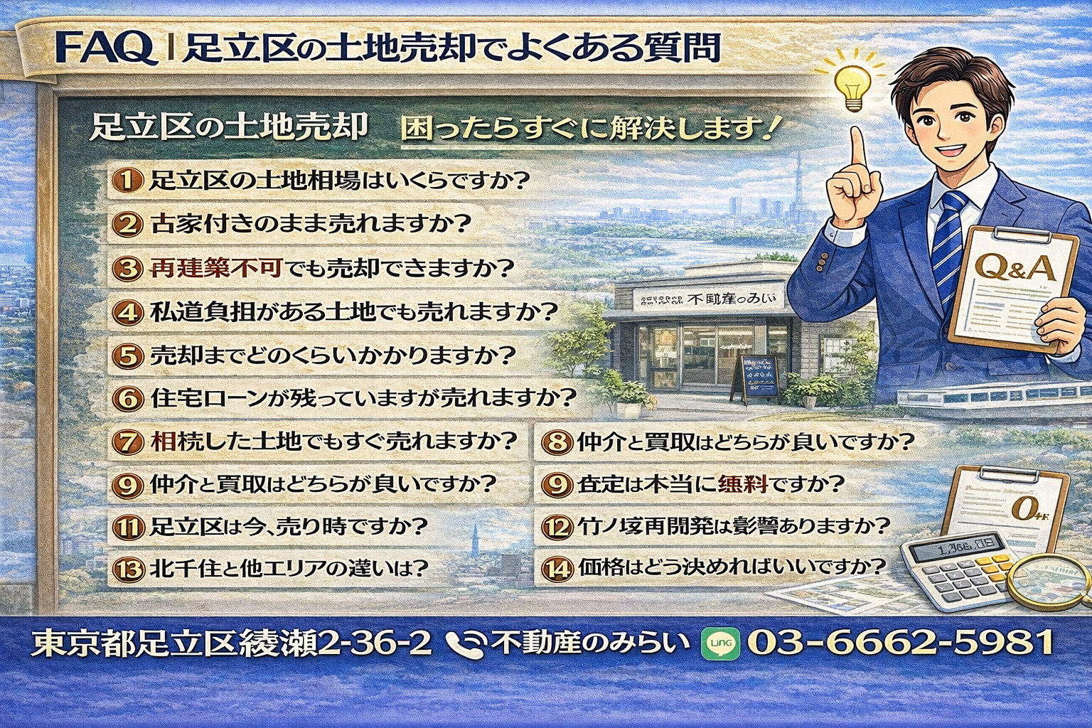 足立区土地売却のよくある質問まとめ