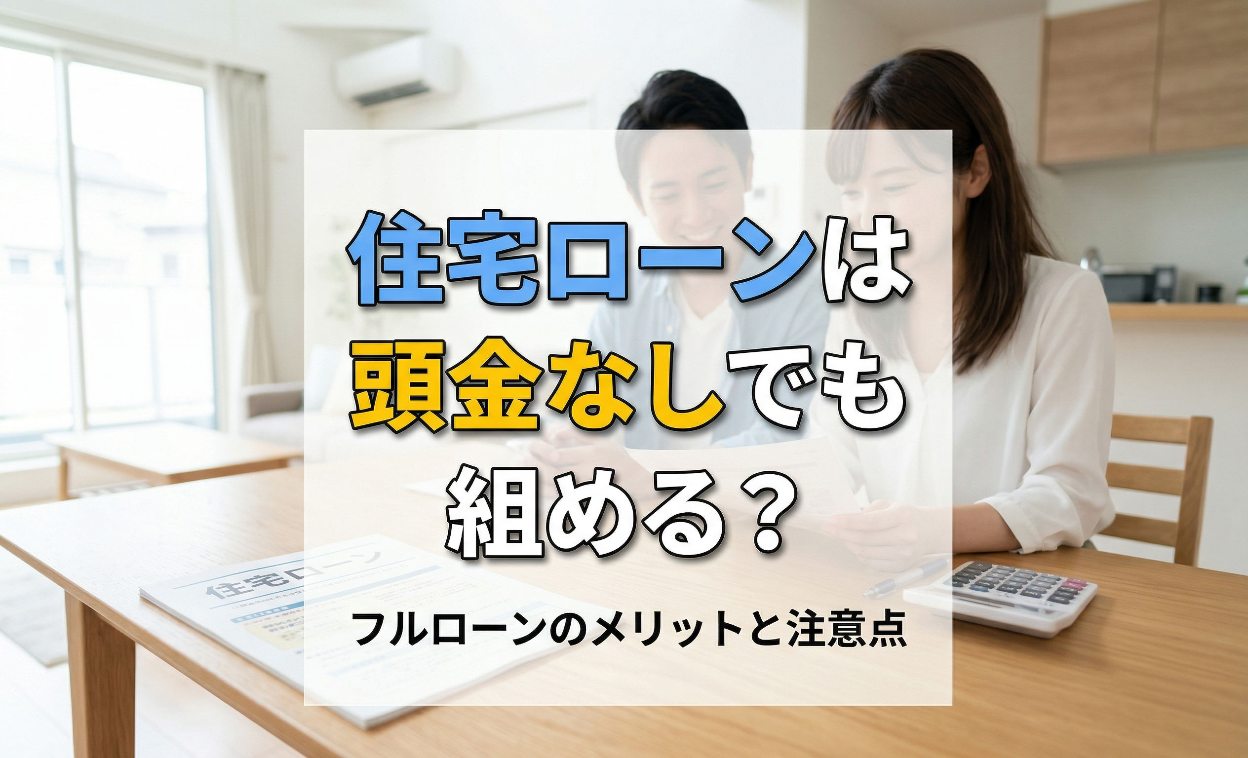 住宅ローンは頭金なしでも組める?フルローンのメリットと注意点