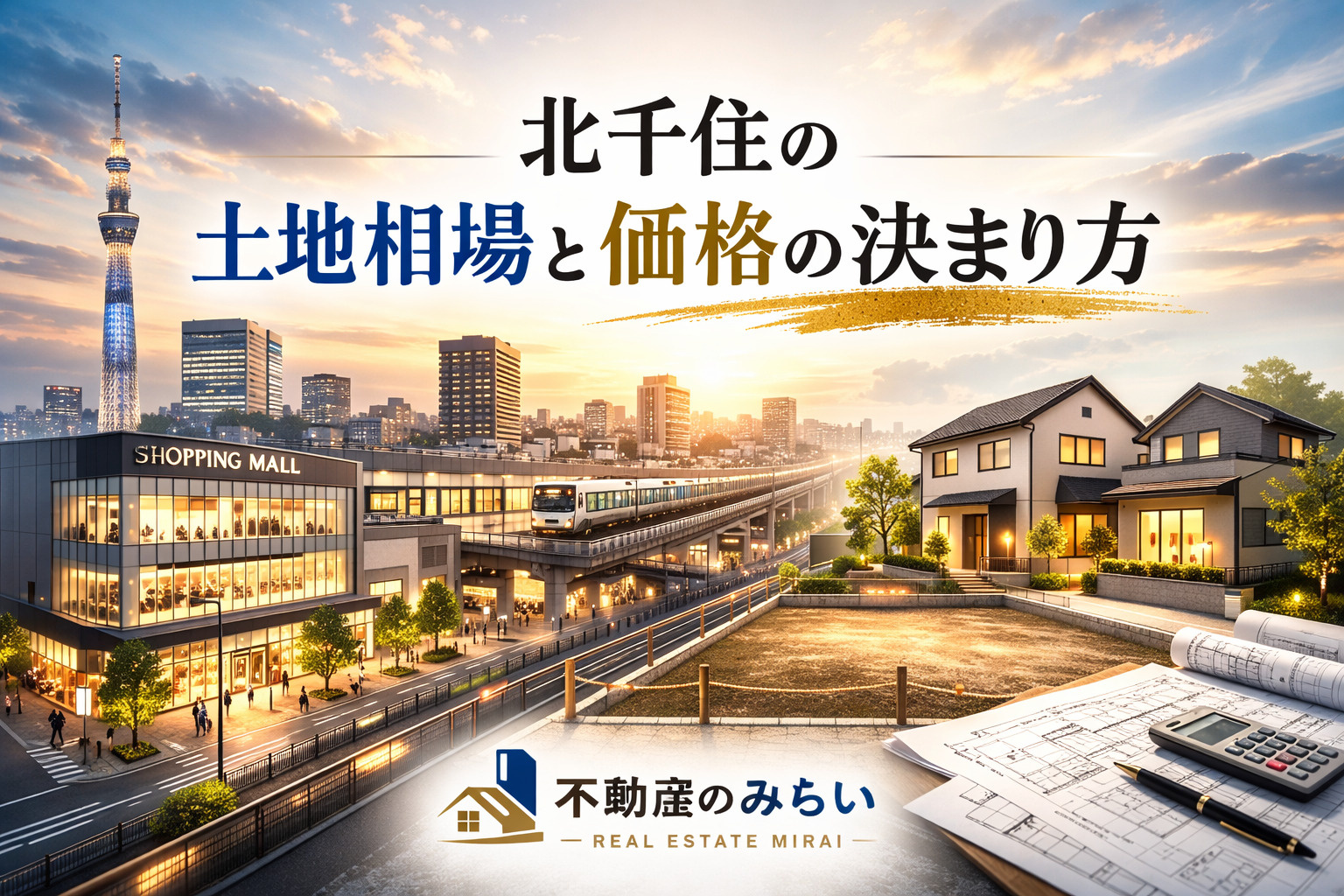 北千住の土地相場と価格の決まり方(商業地・住宅地別)イメージ図