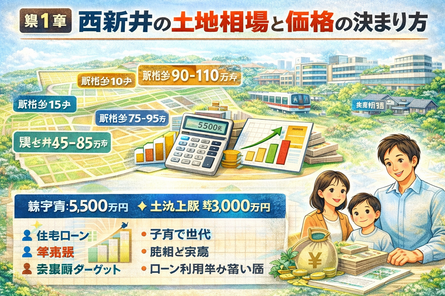 西新井の土地相場と価格の決まり方イメージ図