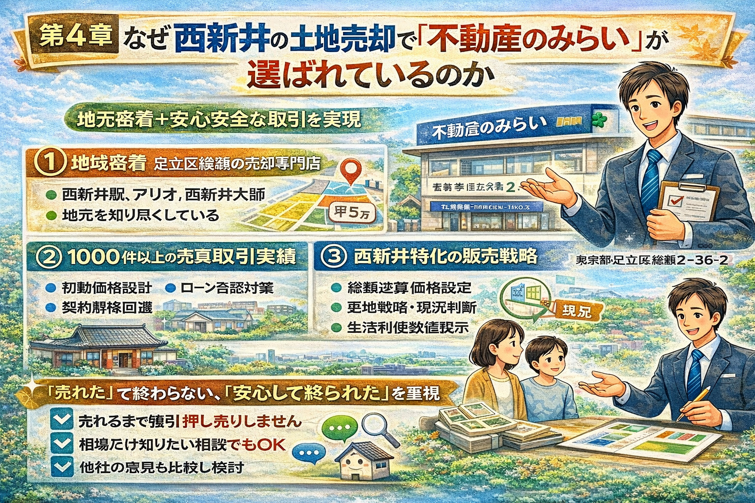 西新井の土地売却で不動産のみらいが選ばれる理由