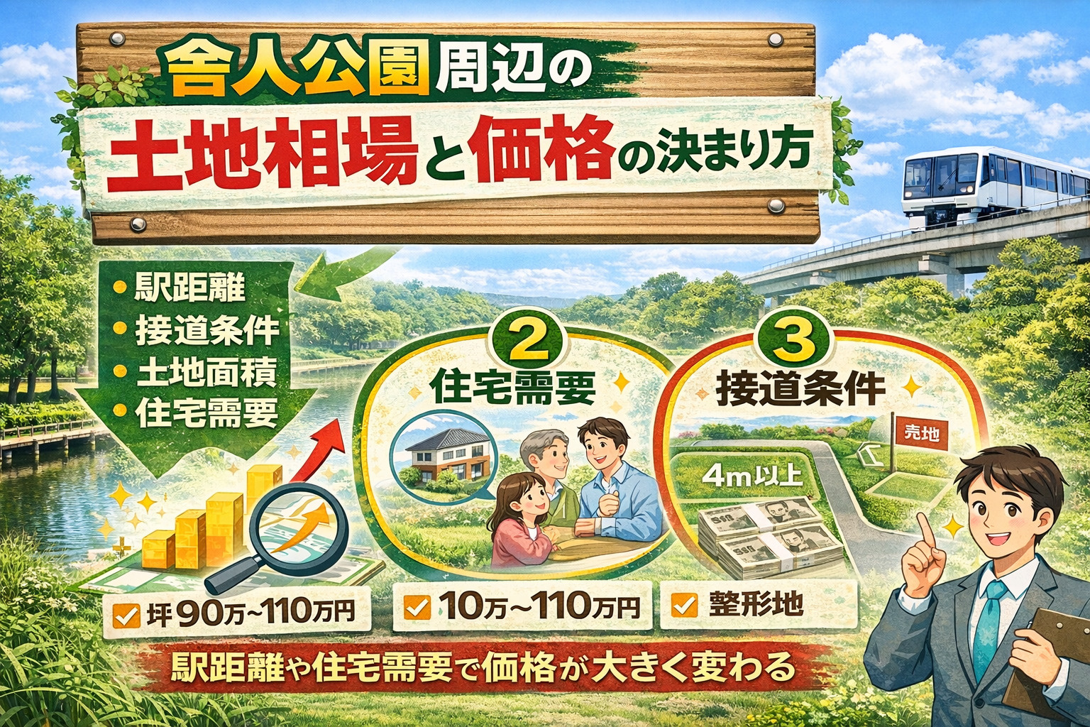 舎人公園周辺の土地相場と価格の決まり方