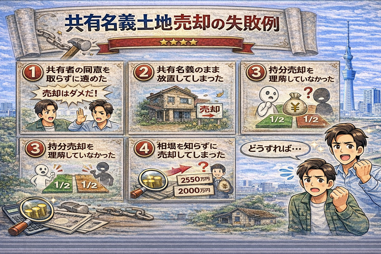 共有名義土地売却の失敗例