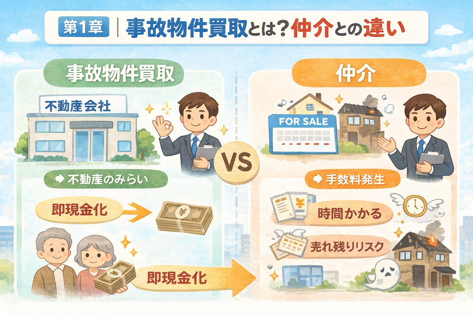 事故物件買取と仲介の違い
