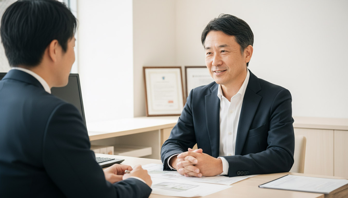 株式会社高翔の建築担当者と空き家の活用方法を相談するお客様