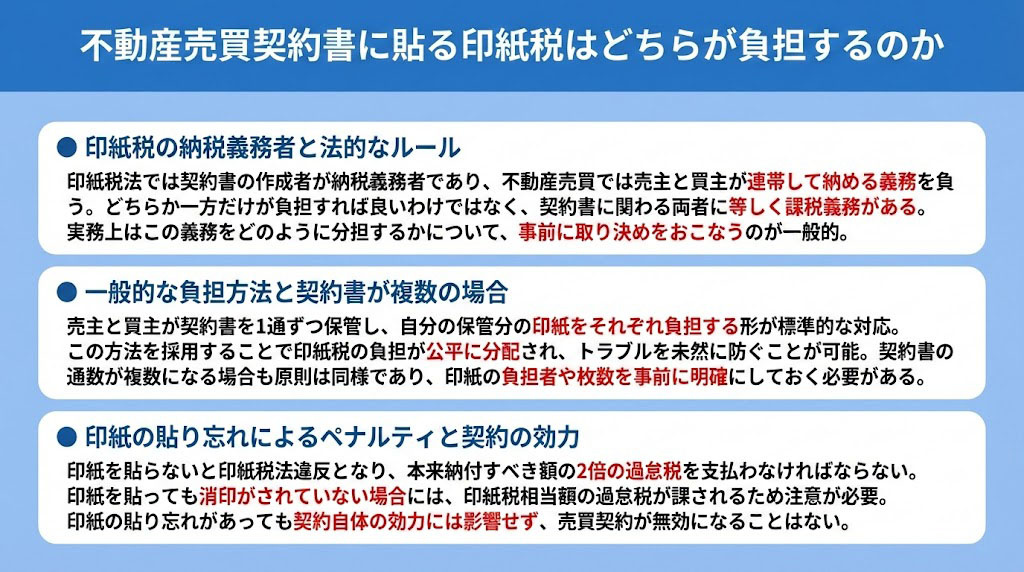 不動産売買契約書に貼る印紙税はどちらが負担するのか
