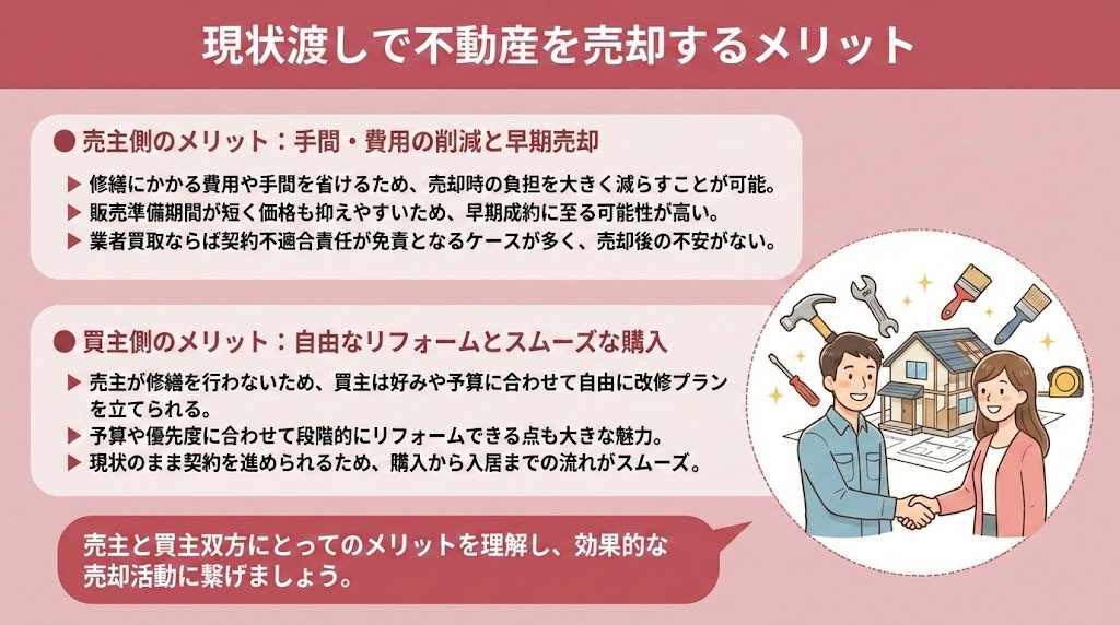現状渡しで不動産を売却するメリット