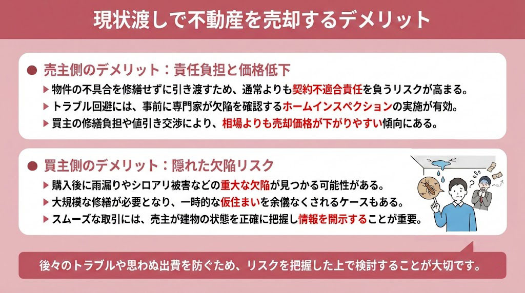 現状渡しで不動産を売却するデメリット