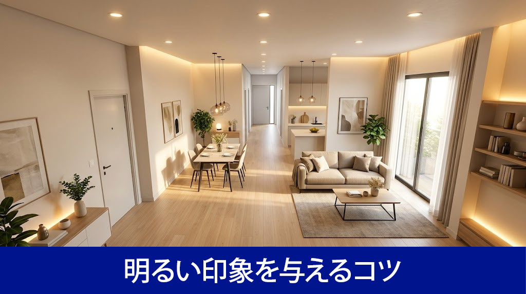 全室の照明を点灯して明るい印象を与えるコツ