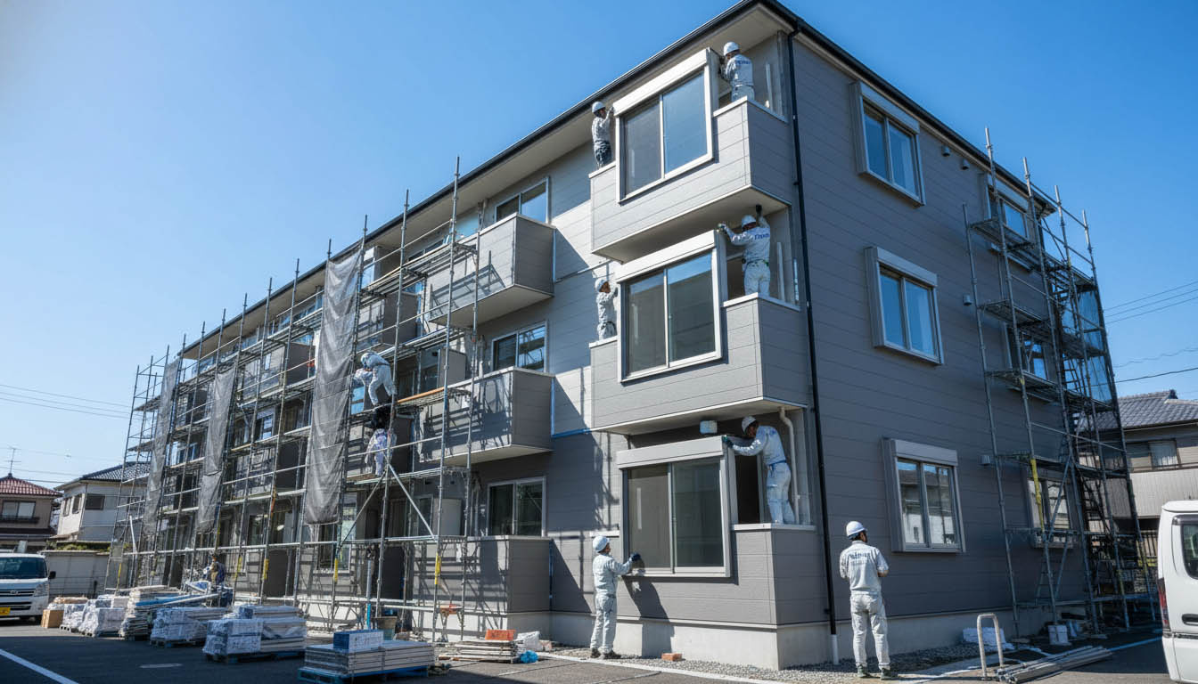 建物の価値を高め、新たな減価償却費を生み出す大規模なリノベーション工事を行っている様子