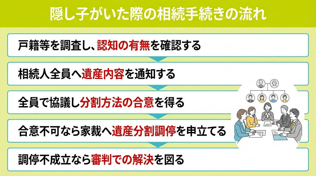 隠し子がいた際の相続手続きの流れ